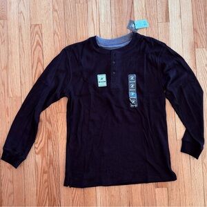 Beverly Hills Polo Club Black Long Sleeve Henley Shirt